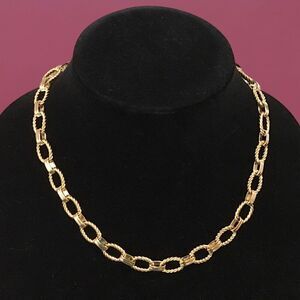 18K GOLD CHAIN LINK  TWISTED STAINLESS INTERLOCKING TEXTURE CHOKER NECKLACE
